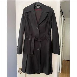 DKNY black fully lined trench / rain coat. Large. New without tags.